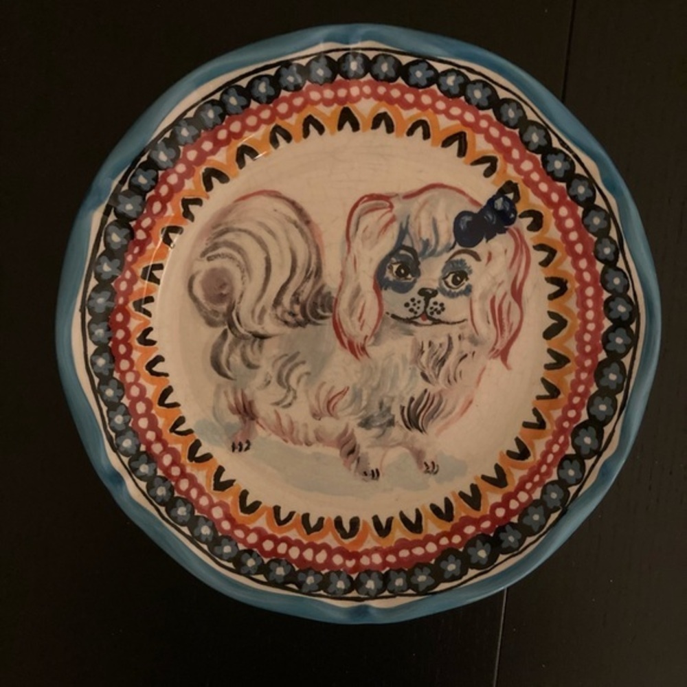 Anthropologie Nathalie Lete French Dog Dinner Plate